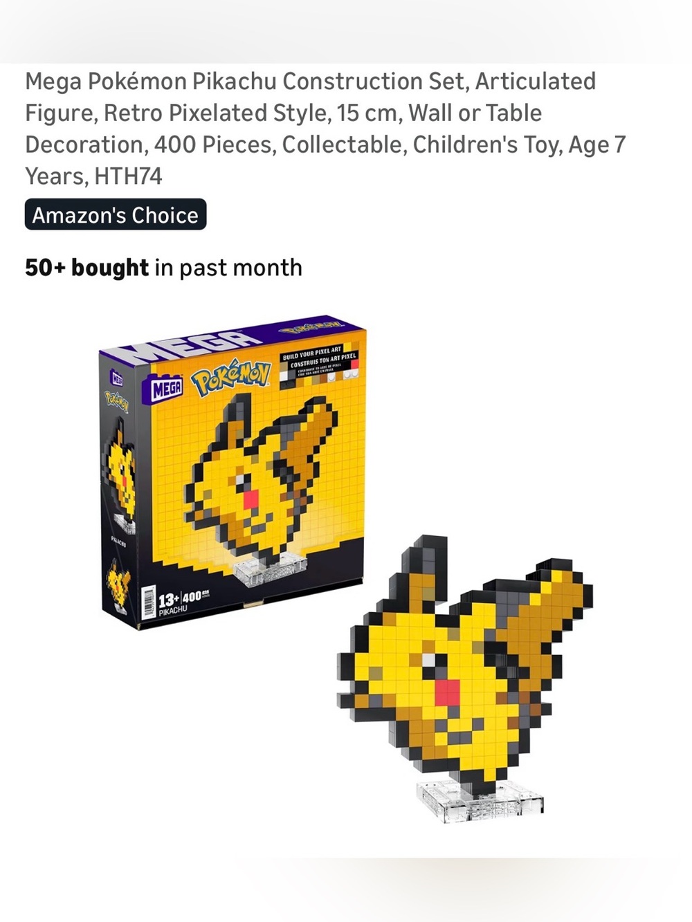 Pokemon Pixel Art Pikachu Construction Set - Yellow, Black, Red